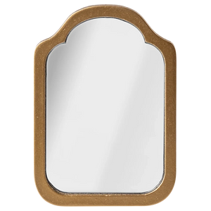 The Maileg Mirror, Miniature features a rectangular shape with an arched top and a thick gold-colored frame—ideal for adding elegance to your dollhouse or Maileg Bathroom. Displayed against a plain white background.
