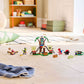 The Legos - Toyhouse LEGO® Marvel Spidey and Gobby's Raptor Battle at Tree House HQ playset is displayed on a wooden floor in a bright, tidy playroom with cushions and a green soccer ball in the background.