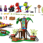 LEGO® Marvel Spidey and Gobby's Raptor Battle at Tree House HQ by Legos - Toyhouse features superhero and dinosaur figures, a treehouse, vehicles, ladders, spider webs, and accessories displayed on a white background.