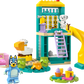 LEGO® Playground Fun with Bluey and Chloe by Legos - Toyhouse is a colorful preschool playset featuring a small building, slide, ladder, two animal figures, tea set, cupcakes, beds, and a duck-shaped toy.