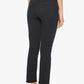 A person is seen from the back wearing Mother’s The Insider Crop Step Fray black high-waisted bootcut jeans, a white sleeveless top, and black slip-on shoes against a plain background.