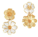 The Anabel Aram Wildflowers Mixed Drop Earrings feature gold and white layered floral designs in an eye-catching drop style.