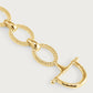 Close-up of the Anabel Aram Cheval Chain Bracelet, featuring textured gold-plated oval links and a D-shaped toggle clasp, shown against a light background.