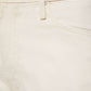 Close-up of the upper section of Mother’s Dodger Skimp white denim jeans, featuring premium cotton, waistband, belt loop, front pocket, and button. These loose straight leg pants offer comfort and style with a classic 31-inch inseam.