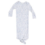 The Angel Dear Baby Girls' Knotted Gown features a light blue floral print on white and is made from buttery-soft fabric for ultimate comfort.