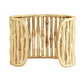 The Bamboo Wide Cuff by Anabel Aram is a wide gold bracelet with a bamboo-inspired design, bringing an equestrian elegance and featuring "Anabel Aram" engraved on the inside.