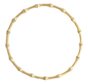 The Anabel Aram Bamboo Necklace features segmented, crystal-studded bamboo-style sections crafted in 18k gold-dipped brass for a modern heirloom look against a white background.