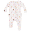 Baby Girl's 2-Way Bamboo Ruffle Back Zipper Footie - Bow Ballerinas
