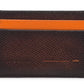 The Magnanni Card Holder, a textured dark brown wallet with card slots, is displayed against a white background with an orange card partially visible in the top slot.