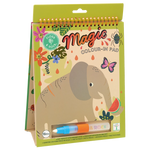 Floss and Rock’s Magic Color Changing Watercard Easel and Pen - Jungle is a reusable coloring pad for ages 18 months and up, featuring an elephant, butterfly, and flowers on the cover. This portable kids art set includes a water-based coloring pen—perfect for creative fun at home or on the go.