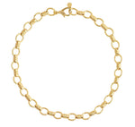 The Neptune Chain Necklace by Anabel Aram features interlocking oval links and a lobster clasp, crafted in an 18k gold dipped finish, shown on a white background.