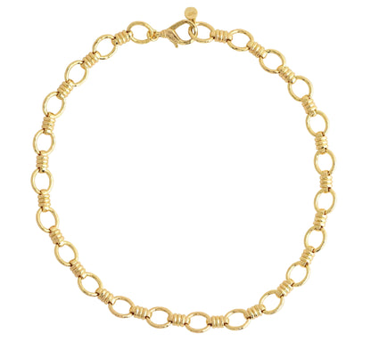 The Neptune Chain Necklace by Anabel Aram features interlocking oval links and a lobster clasp, crafted in an 18k gold dipped finish, shown on a white background.