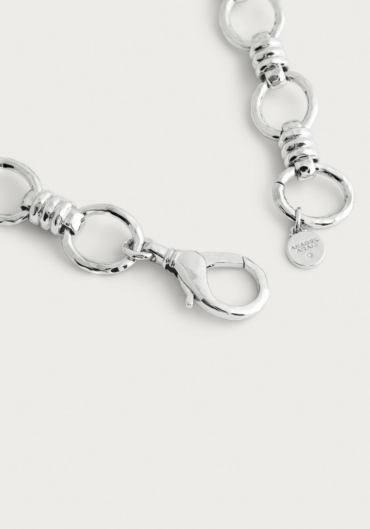 Anabel Aram Neptune Chain Necklace in silver featuring large interconnected circular links and a lobster clasp closure.