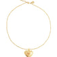 The Anabel Aram Heart Locket Necklace features an 18k gold heart-shaped pendant on a delicate chain, making it a perfect keepsake piece.
