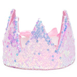 The Great Pretenders Ombre Sequins Crown is a pink crown headband decorated with ombre sequins and finished with a pretty pink bow tied at the back.