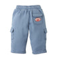 The Gingersnaps Baby Boys’ Valentino Cargo Jogger Pants feature a light blue design with an elastic waistband, side pockets, convenient extra pockets, and a “Super Best Sport Cop” patch on the left thigh for a comfortable and stylish look.