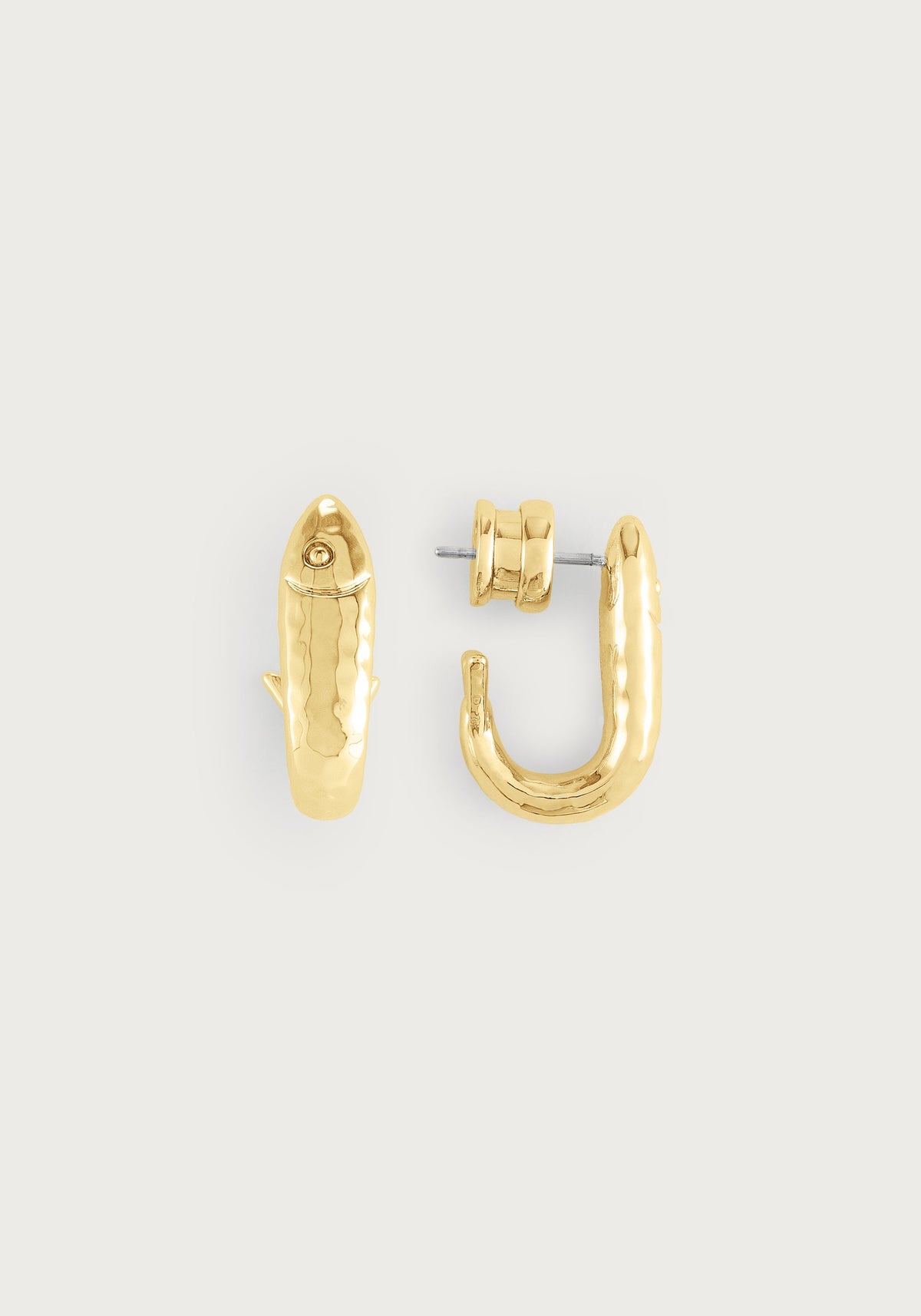 Milos Fish Hoop Earrings in 18K gold plate.