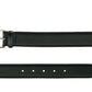 The Rocas Belt by Magnanni is crafted from tumbled black calfskin leather, featuring a silver buckle and multiple adjustment holes. It's perfect for both dress and casual occasions, displayed against a white background.