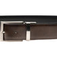 The Lados Reversible Belt by Magnanni is crafted from rich brown calfskin leather and features a polished silver buckle, elegantly presented against a white background.