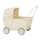 A chalk white convertible pram with wheels on a white background by Ollie and Ella