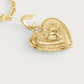 Gold-toned Anabel Aram Heart Radiant Charm with a textured border and smooth center, attached to a metal chain link.