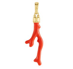 The Milos Coral Charm by Anabel Aram features a gold and red coral branch pendant with a polished finish, accented by an 18k gold plated cap and bail for easy attachment to your favorite necklace.