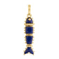 Anabel Aram Milos Stone Fish Charm in 18K gold plate with four blue stone inlays and beaded detailing.