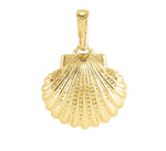 The Anabel Aram Scallop Shell Charm features 18k gold plating, a textured surface, and a polished bail—perfect for adding to your favorite ocean jewelry necklace.