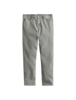 A pair of light gray AG Jeans Tellis Modern Slim Denim jeans laid flat on a white background, featuring a slim fit with front and back pockets, zip and button closure, and a modern tapered leg.