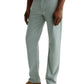 A person wearing AG Jeans Everett Slim Straight Leg men's pants in light green with a white shirt and tan suede loafers, standing against a white background.