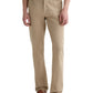 A person stands against a plain white background wearing AG Jeans' Everett Slim Straight beige jeans, a white shirt, and brown loafers.