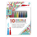 The Bright Stripes Super Washable Doodle Markers come in a box of 10 vibrant colors, feature a super-washable formula, and are packaged for ages 3+—ideal washable markers for kids’ creative projects.