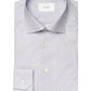 A neatly folded Cut Away Slim Signature Twill Parrot Shirt by Eton, crafted from extra long staple cotton with a subtle geometric pattern in shades of white and gray, featuring a classic collar and buttoned cuffs.