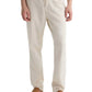 A person is shown from the waist down wearing AG Jeans' Tate Drawstring Pant in relaxed soft twill linen with tan shoes, standing against a plain background.