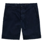 Navy blue cotton Archie Short by AG Jeans, crafted from premium Italian Sorrento Stretch Twill, featuring belt loops, front button closure, and side pockets, displayed on a white background.