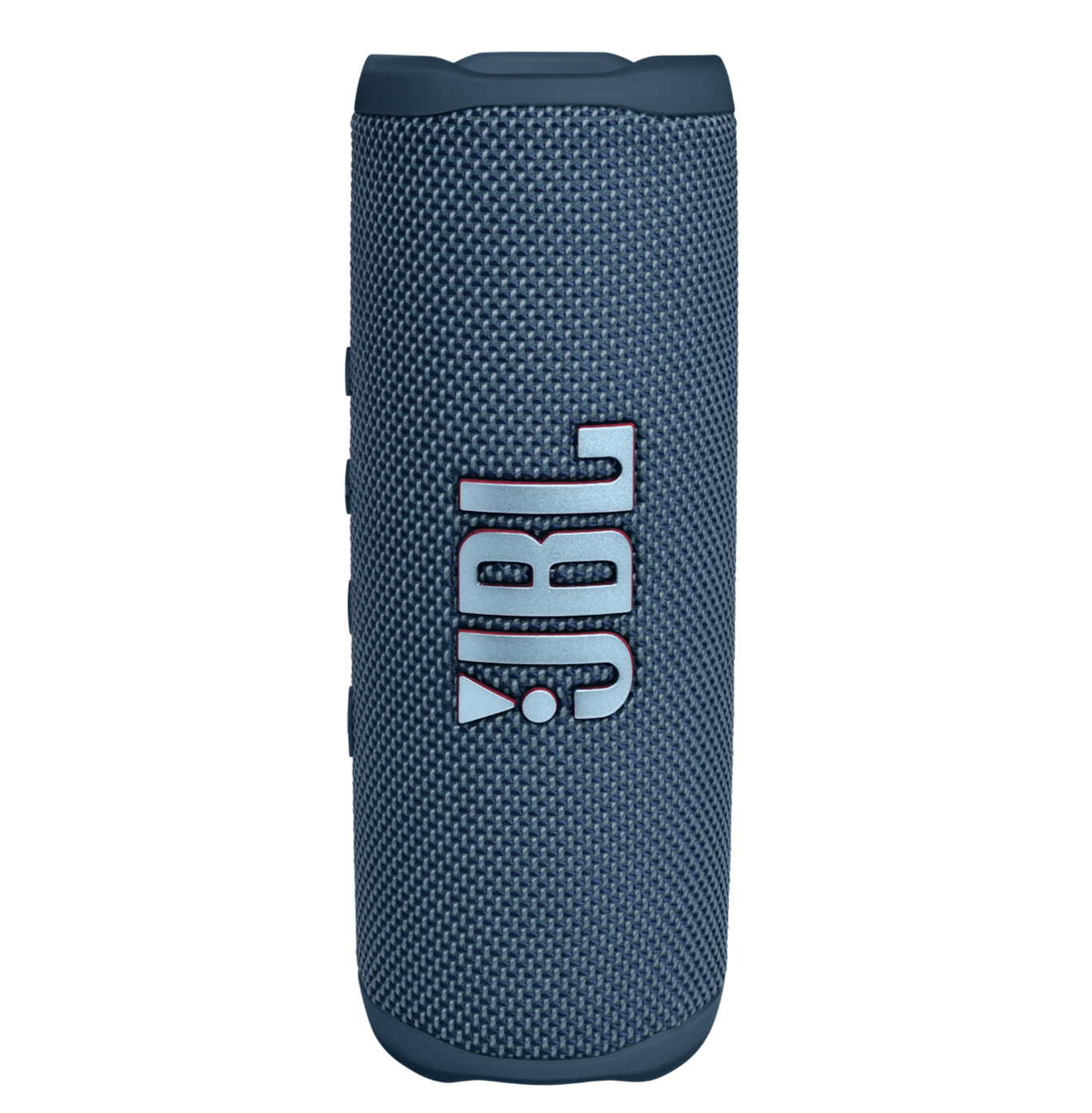The JBL Flip 6 Waterproof Bluetooth Speaker is a blue cylindrical portable speaker with a textured surface, featuring powerful sound and a vertical JBL logo in white and red. Its waterproof design lets you enjoy music anywhere.
