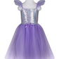 A Great Pretenders Sequins Princess Dress with sequined bodice and tulle skirt on a mannequin, perfect for a princess on a special occasion.