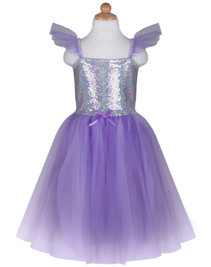 A Great Pretenders Sequins Princess Dress with sequined bodice and tulle skirt on a mannequin, perfect for a princess on a special occasion.