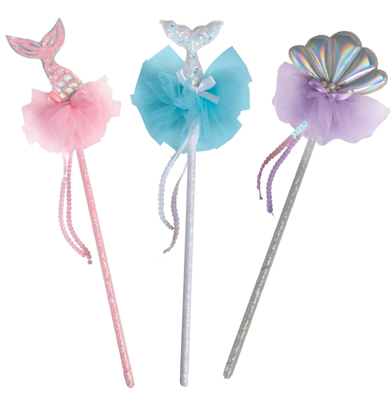 Kids will love these Great Pretenders Mermaid Wands with mermaid tail and tulle.