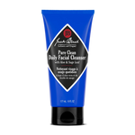 A blue tube of Jack Black Pure Clean Daily Facial Cleanser, featuring aloe and sage leaf, in a 177 mL (6 fl. oz) size is displayed against a white background—this liquid cleanser from Jack Black is formulated to help achieve shave-ready skin.
