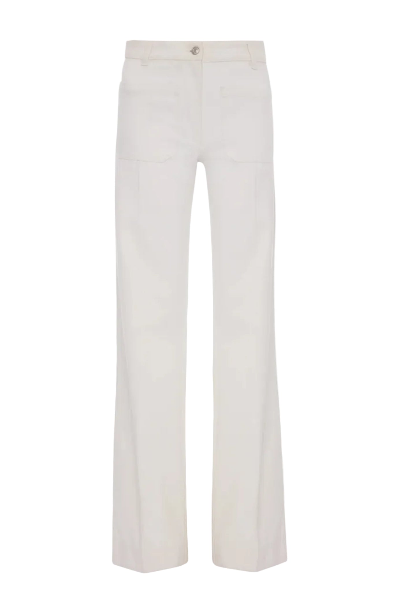 The Alina Stretch Jean by Victoria Beckham, a high-waisted style made from stretch denim with front pockets and button closure, is displayed against a plain background.