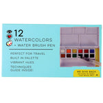 12 Bright Stripes watercolors in water brush pen form, providing convenience and vibrant hues with concentrated color.