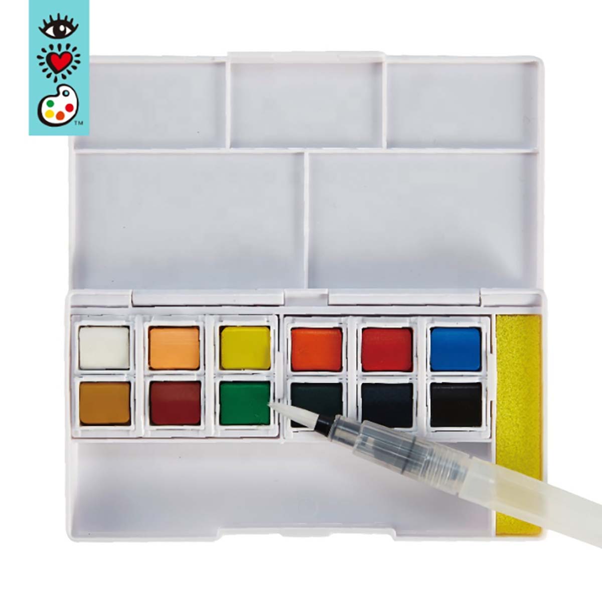 A set of Bright Stripes watercolors in a white box, perfect for creating beautiful artwork.