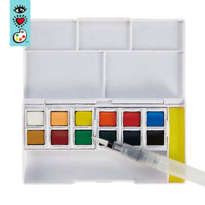 A set of Bright Stripes watercolors in a white box, perfect for creating beautiful artwork.