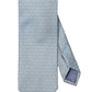 Eton Geometric Print Silk Tie in light blue features a yellow geometric pattern and a contrasting navy and white polka dot lining at the tip.