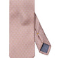 The Eton Geometric Print Silk Tie features a light pink tone with a subtle geometric pattern and a contrasting navy blue underside adorned with white dots—ideal for classic suiting.