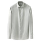 The Eton Slim Wide Spread Micro Check Twill Shirt is a light gray, wrinkle-resistant dress shirt with long sleeves and a spread collar, crafted from organic cotton and shown on a plain white background.