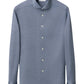 The Eton Slim Wide Spread Filo di Scozia Knit Shirt is a light blue, long-sleeve, button-up with a spread collar and white buttons, shown on a white background.