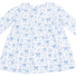 Angel Dear Baby Girls’ Simple Dress and Bloomer in white features a cozy long-sleeve design with a charming blue bow and delicate flower print, displayed flat on a plain background.