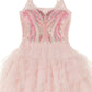 The Girls’ Glimmering Tutu Dress by Tutu du Monde is a pink sleeveless dress with spaghetti straps, adorned with a beaded and sequined butterfly design on the bodice and finished with a layered ruffled tulle skirt—perfect as a magical costume or for any occasion that calls for a dreamy pink tutu dress.